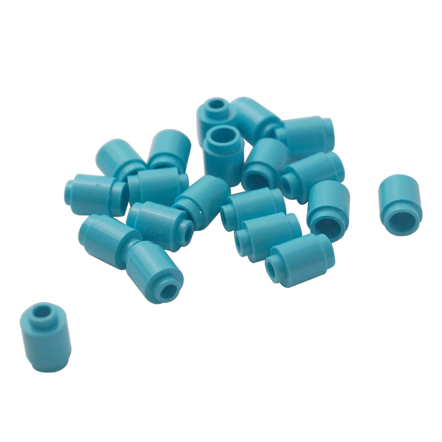 Medium azure round 1 x 1 brick part 3062 with cylindrical shape for LEGO® building details and accents
