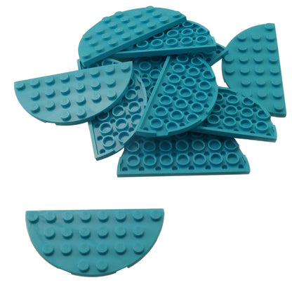 placa de canto redonda dupla 4 x 8 azul médio com bordas curvas suaves para LEGO® bases e layouts de construção
