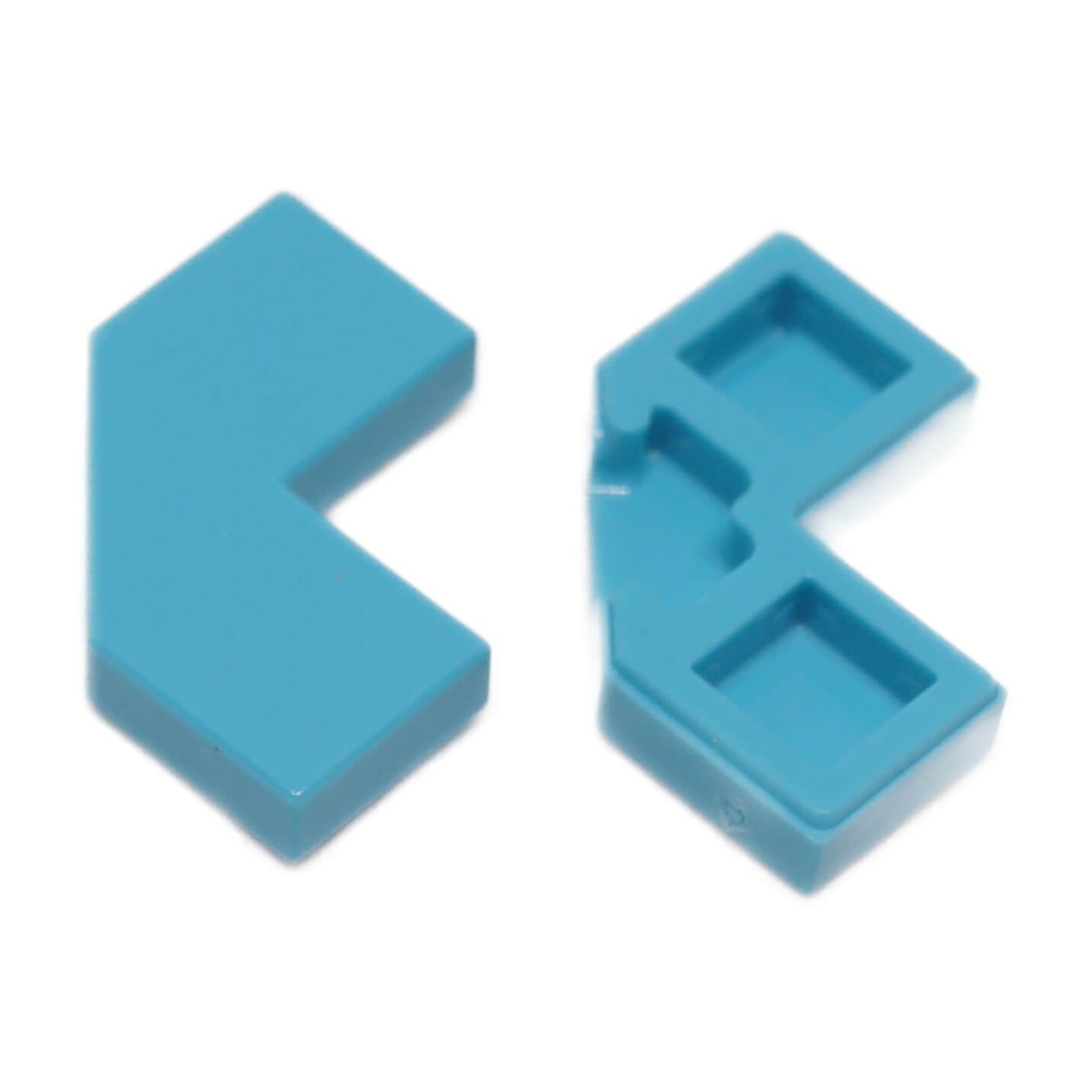 Medium azure modified facet Tile 2 x 2 for angled detailing, decorative surfaces, and clean LEGO® builds
