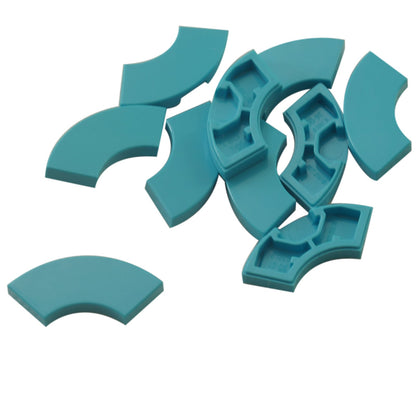 Medium azure Tile round corner 2 x 2 macaroni for curved edges, smooth corners, and clean LEGO® builds
