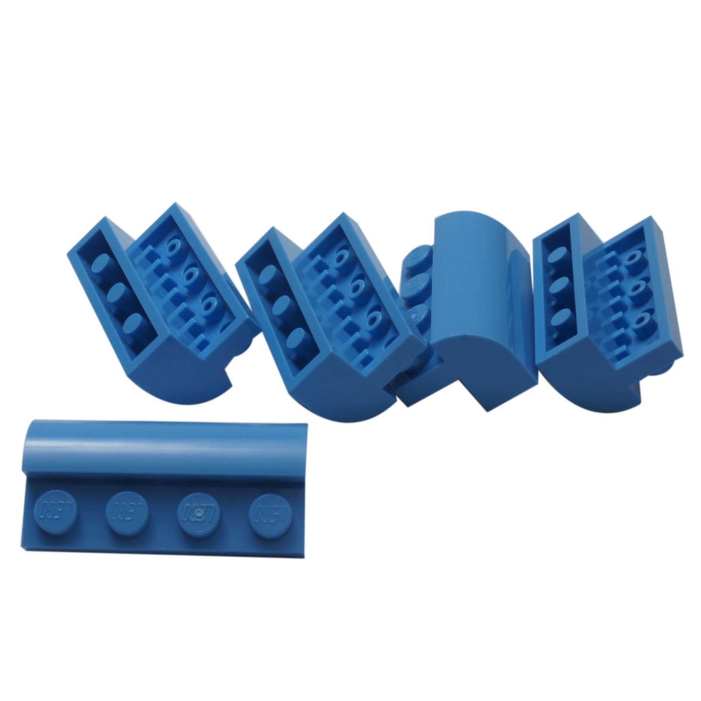 Medium blue curved 2x4 slope with recessed studs (6081) for smooth shaping, roofs, and vehicle builds
