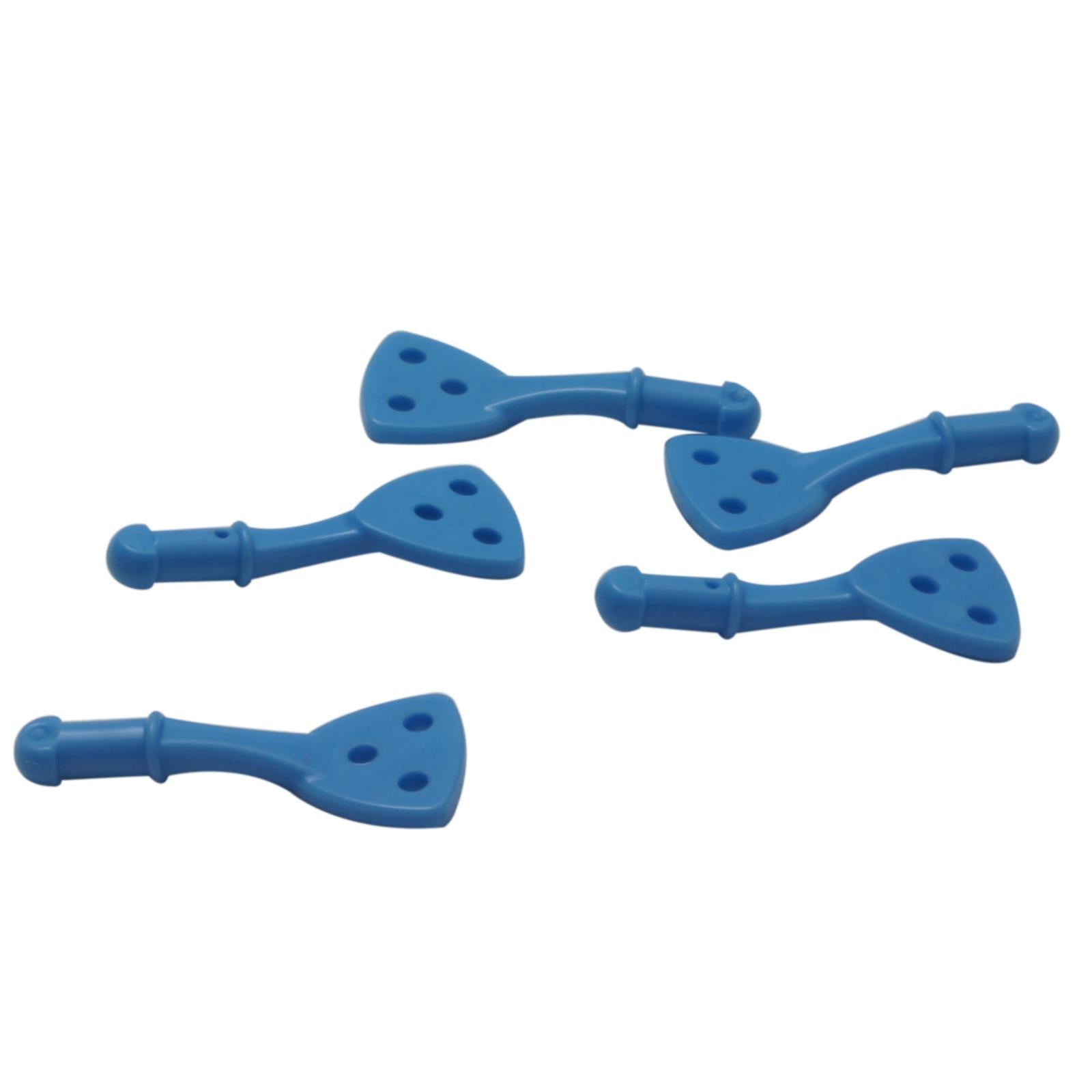 Medium blue Friends-style accessory spatula with holes, sized for mini-doll kitchen and cooking builds
