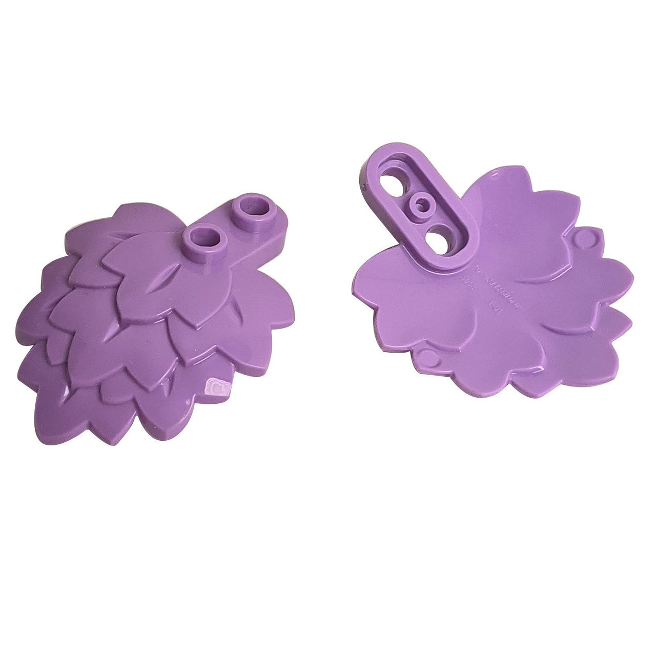 Medium lavender round 1 x 2 plant plate with layered leaves for LEGO® foliage and decorative builds

