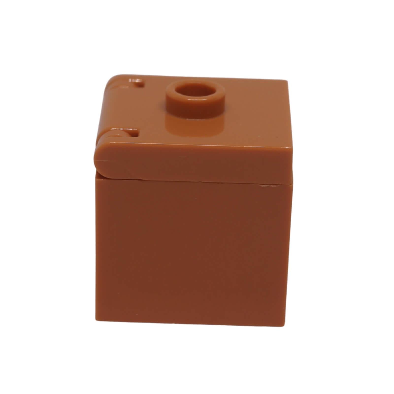 Medium Nougat LEGO 7711 and 7712 hinged container shown closed with studded lid