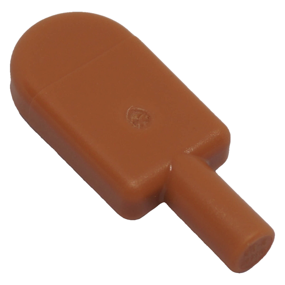 medium nougat LEGO® ice pop part 30222 shown front and back with rounded rectangular popsicle shape and integrated stick