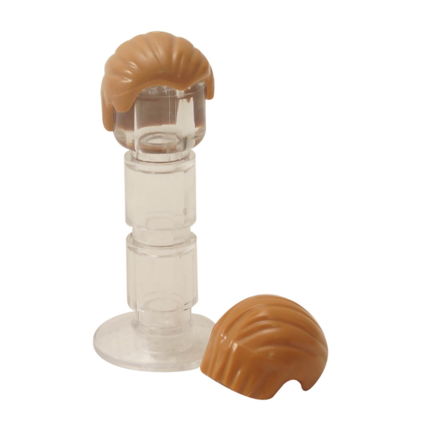 Medium nougat minifigure hair combed from front to rear, smooth swept-back hairstyle with clean molded details
