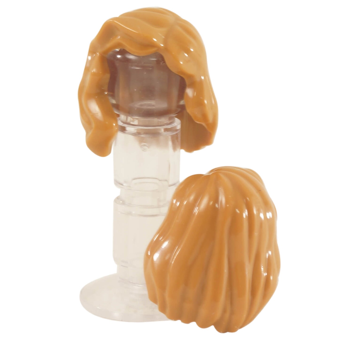 minifigure female mid length hair medium nougat with part over right shoulder detailed hairstyle accessory piece
