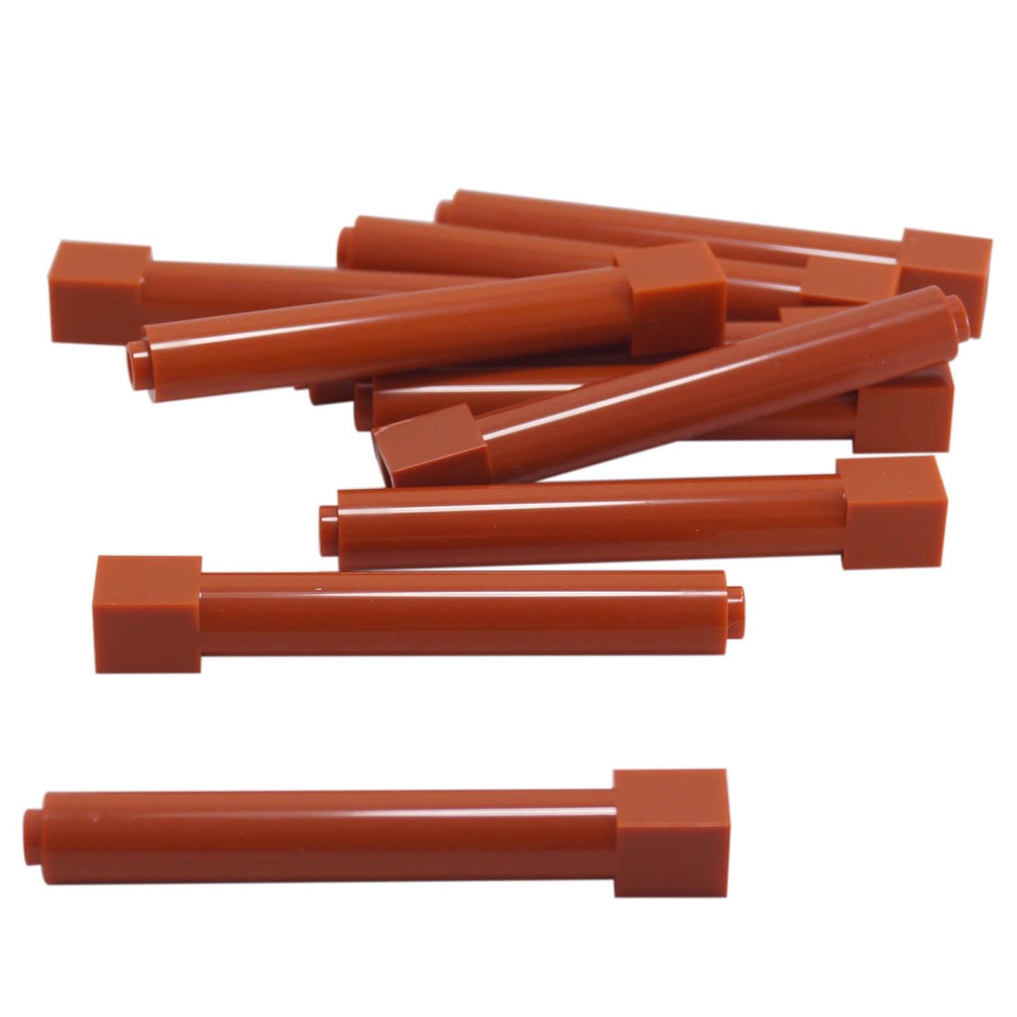 Medium nougat solid pillar support 1x1x6, tall rectangular column piece for structural support and detailing.
