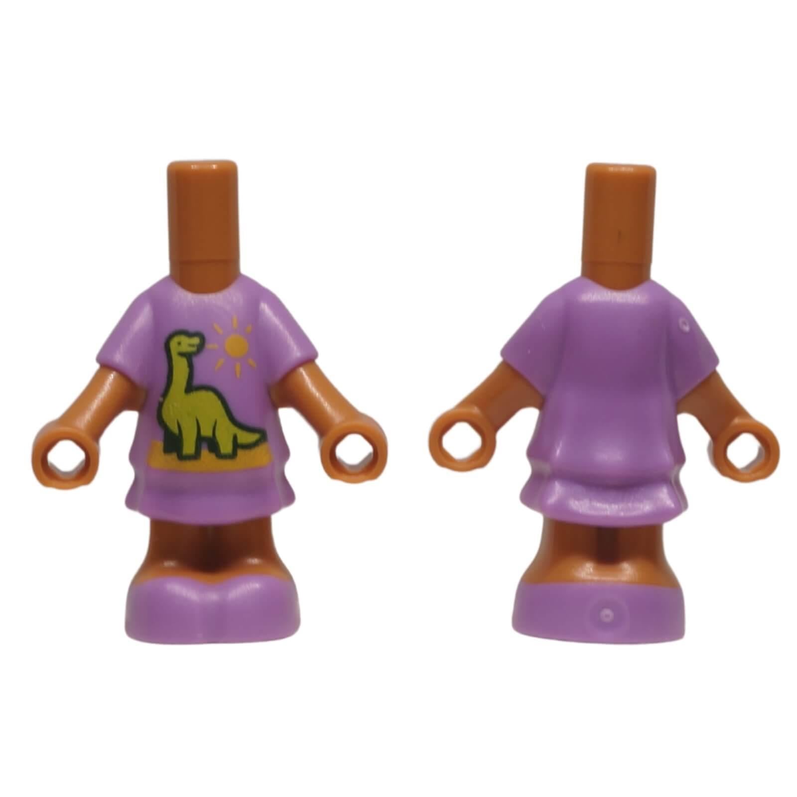 LEGO micro doll body with lavender dress and dinosaur print part 69969pb14