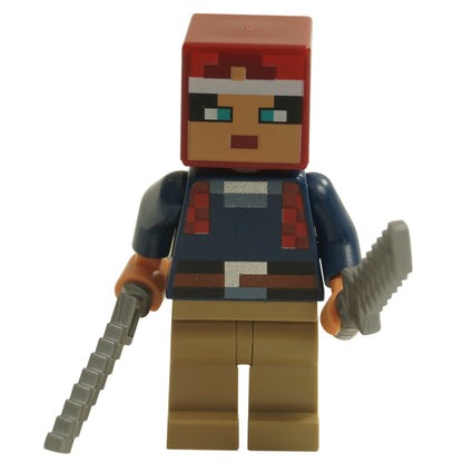 LEGO Minecraft Dungeons Valorie min086 front view with grey weapon elements