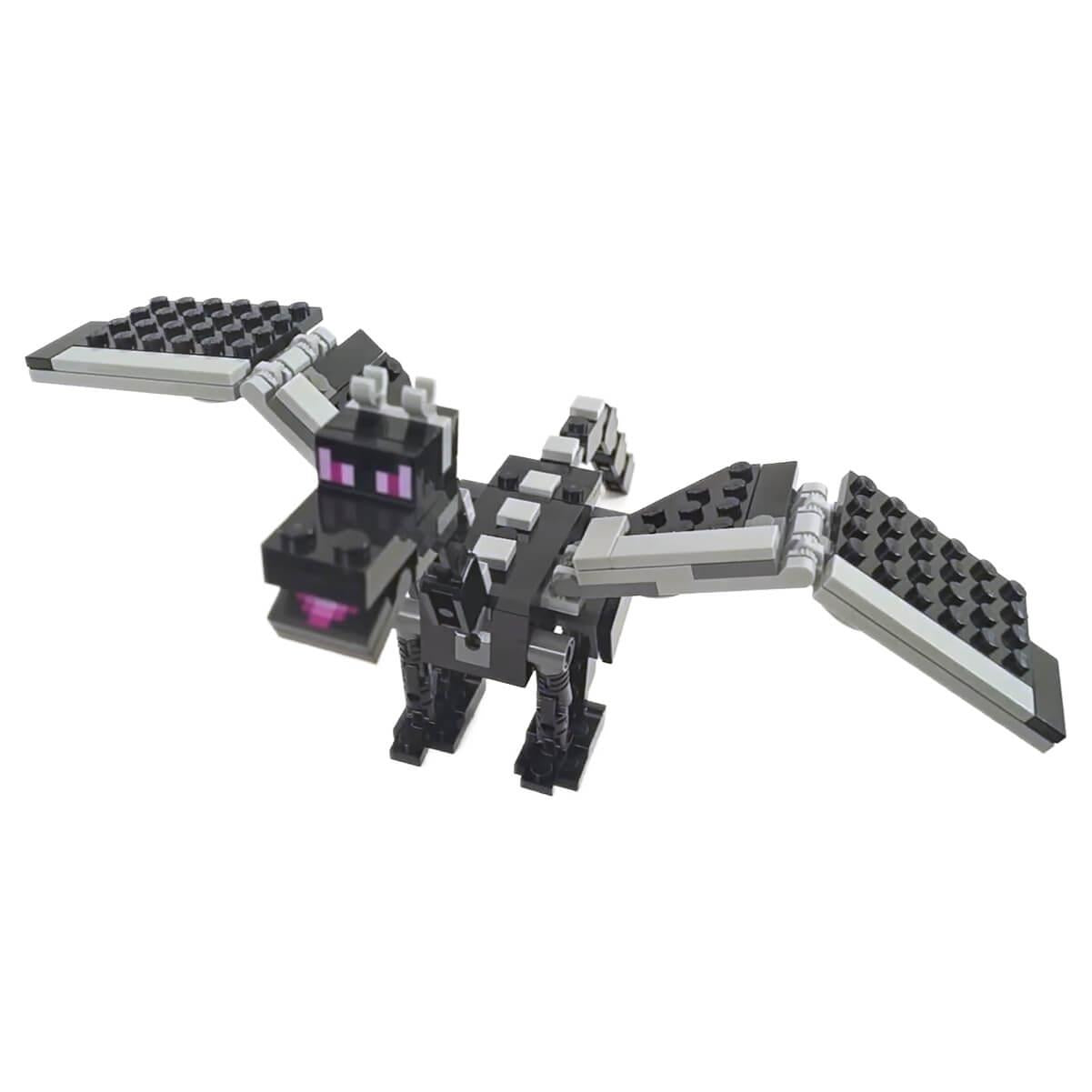 Brick built Minecraft Ender Dragon with square wings minedragon03 from set 21151

