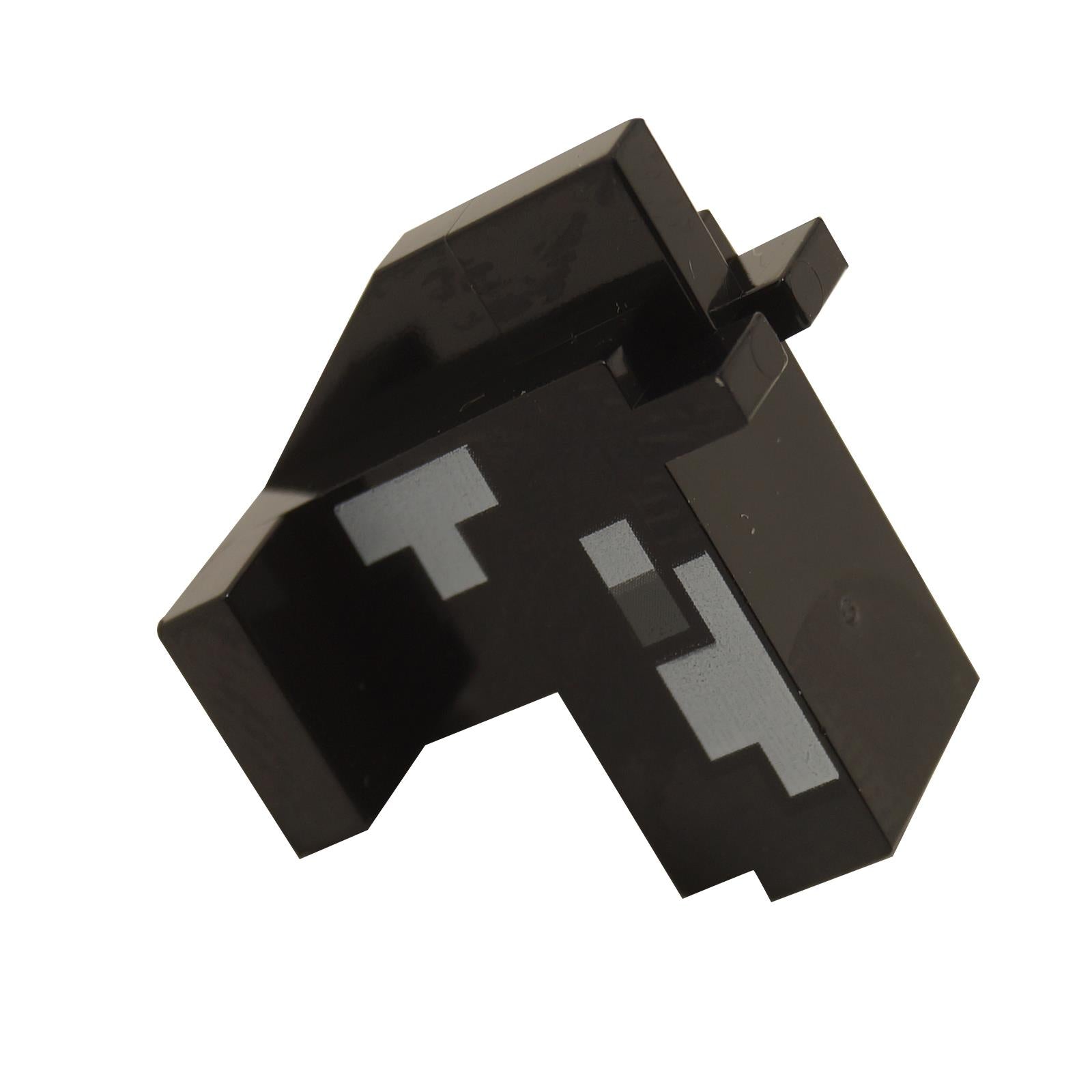 Cabeça de cavalo LEGO Minecraft preta, design pixelizado, vista lateral