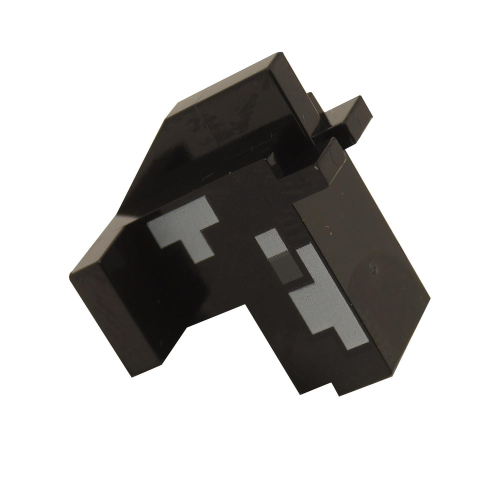LEGO Minecraft Black Horse Head, pixelated design, angled view