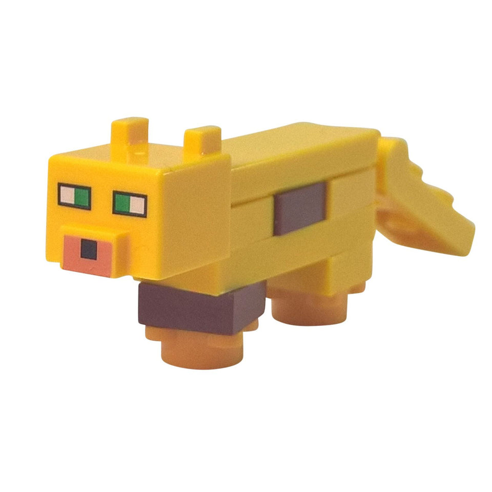 LEGO Minecraft ocelot animal figure yellow jungle cat creature for block world builds