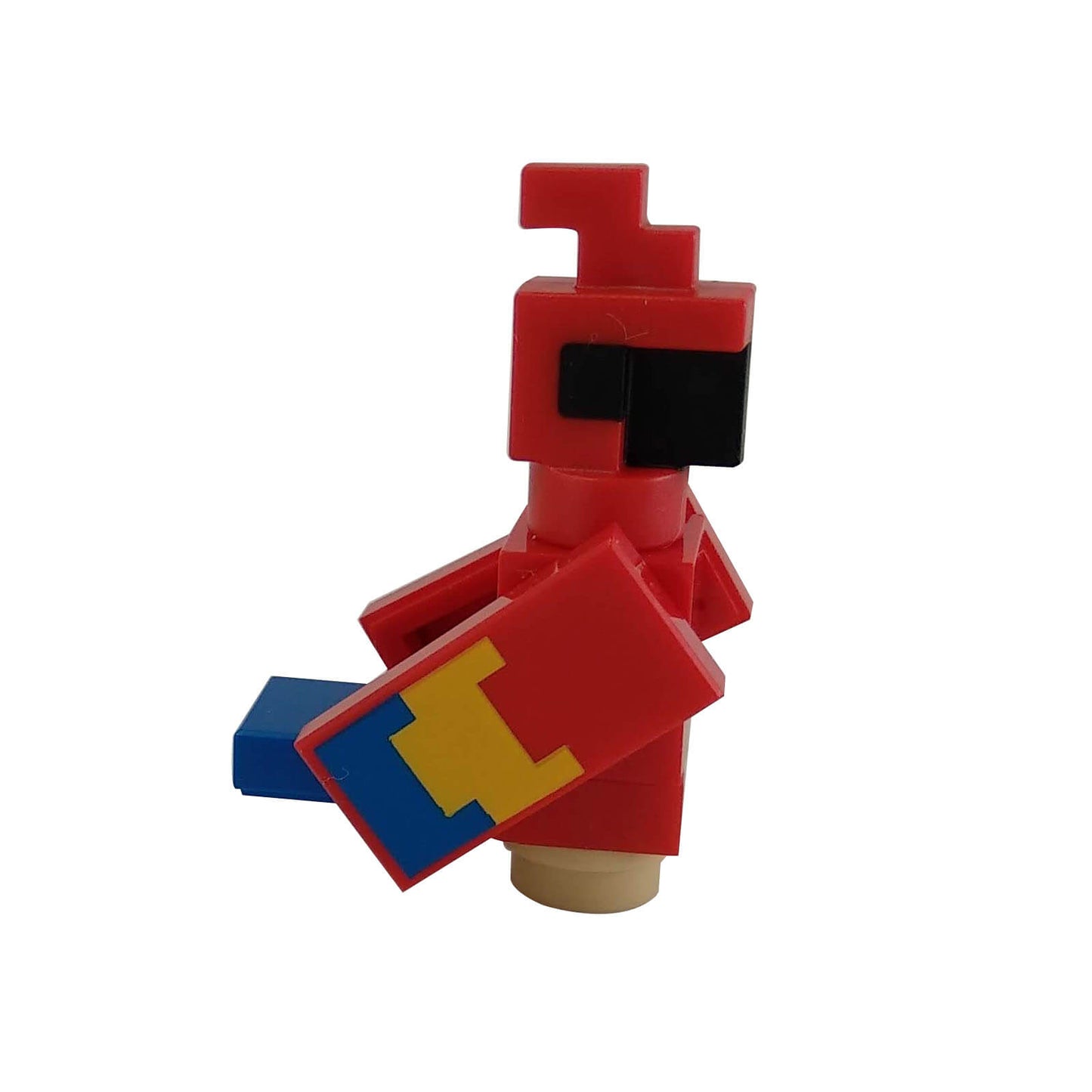 LEGO Minecraft red parrot mineparrot01 pixel bird animal figure with blue tail and block wings