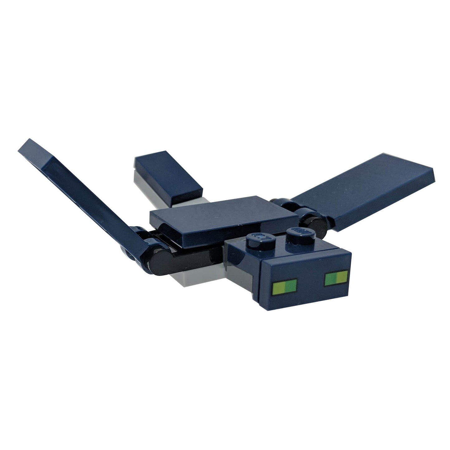 LEGO Minecraft Phantom minephantom01 with dark blue wings and green eyes.