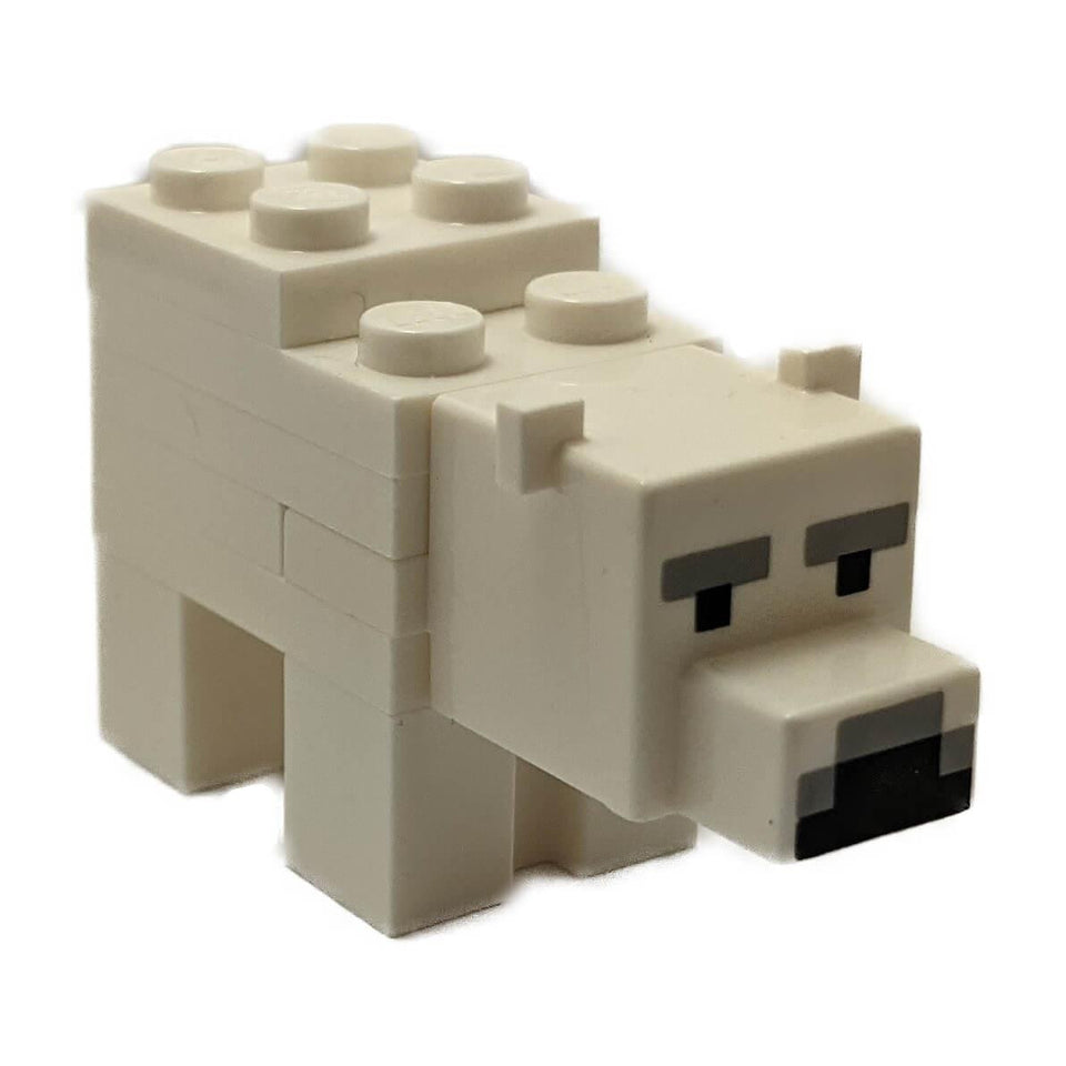Minecraft polar bear baby brick built white bear cub LEGO animal figure