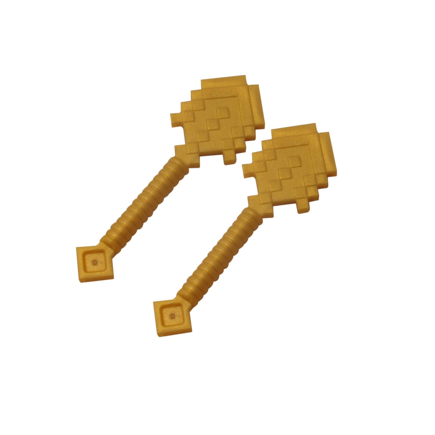 Pearl Gold LEGO® Minecraft Shovel (18791) shown from two angles, representing a high-tier golden or enchanted shovel.