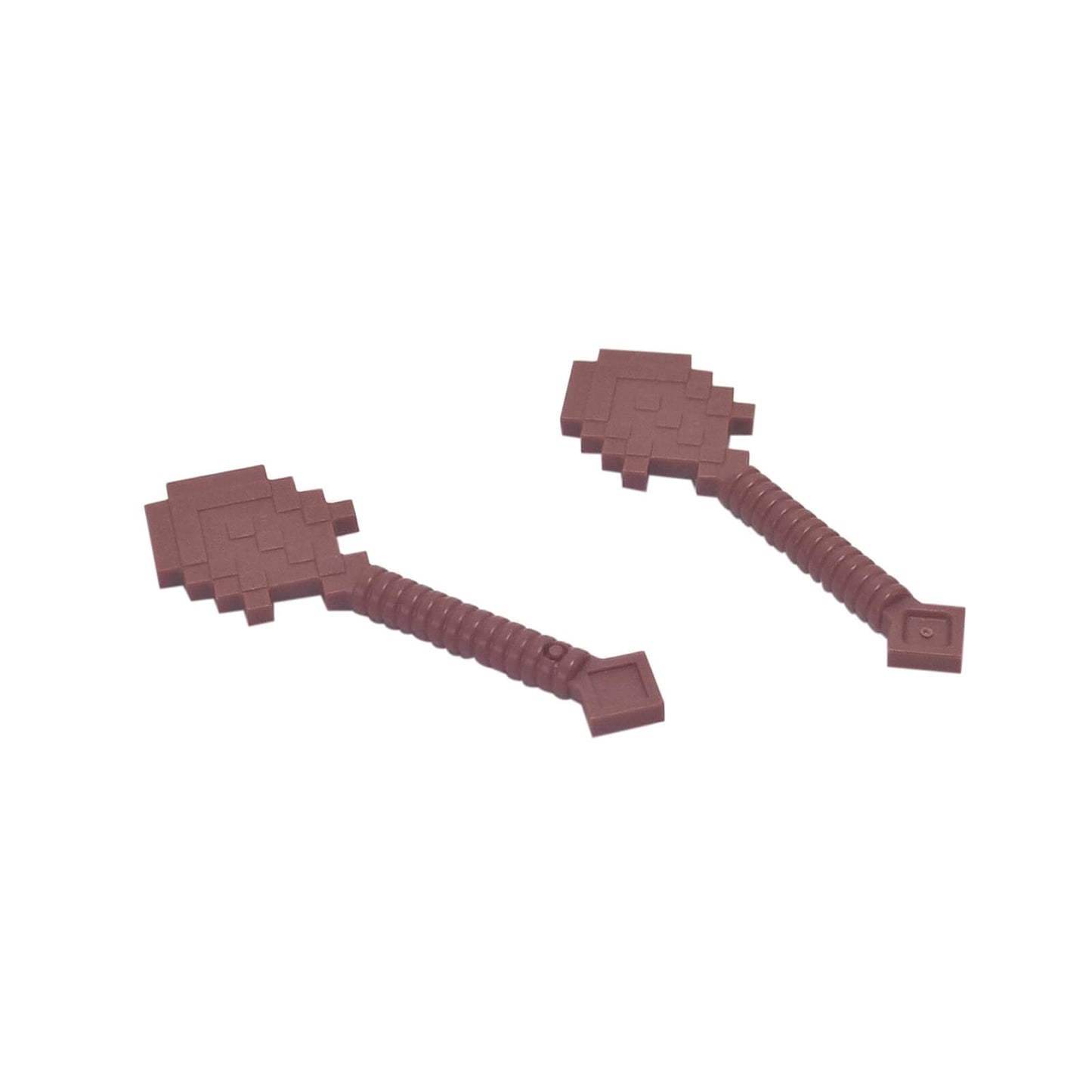Reddish Brown LEGO® Minecraft Shovel (18791), a pixelated minifigure tool perfect for representing a wooden shovel for farming.