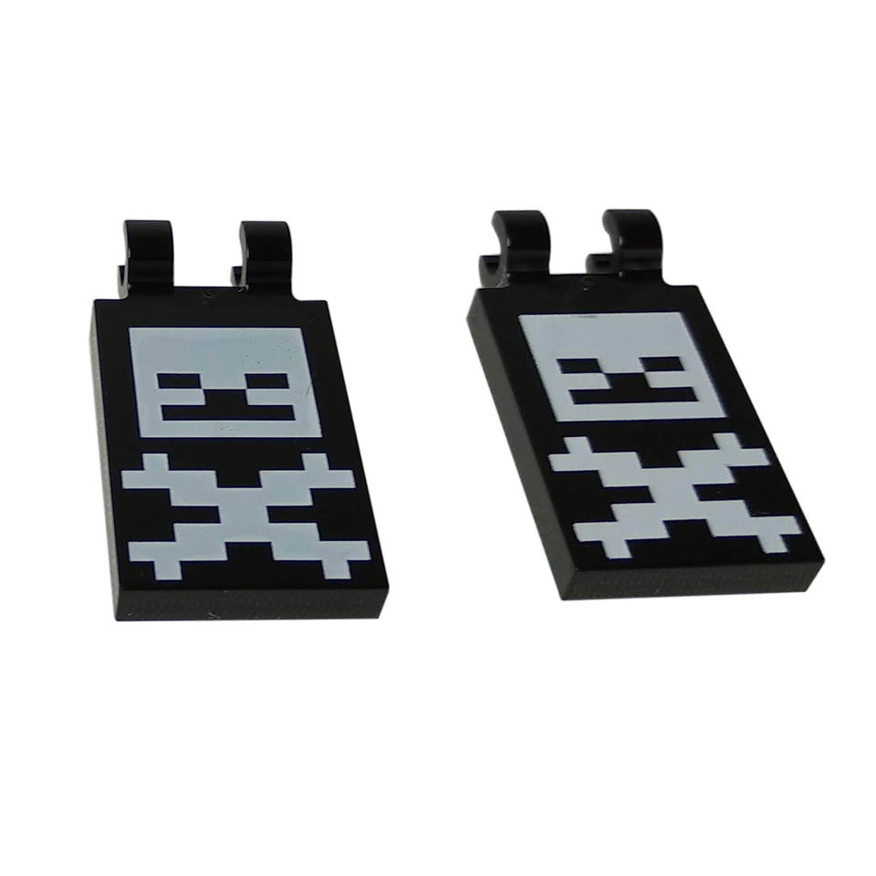 LEGO Minecraft Skull and Crossbones Pattern Tile 2 x 3 with Clips 30350pb076