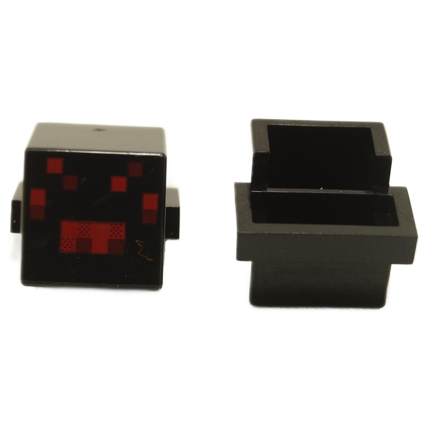 Minecraft Spider Head – Black pixelated spider head with red and dark red square eye pattern and printed mouth detail