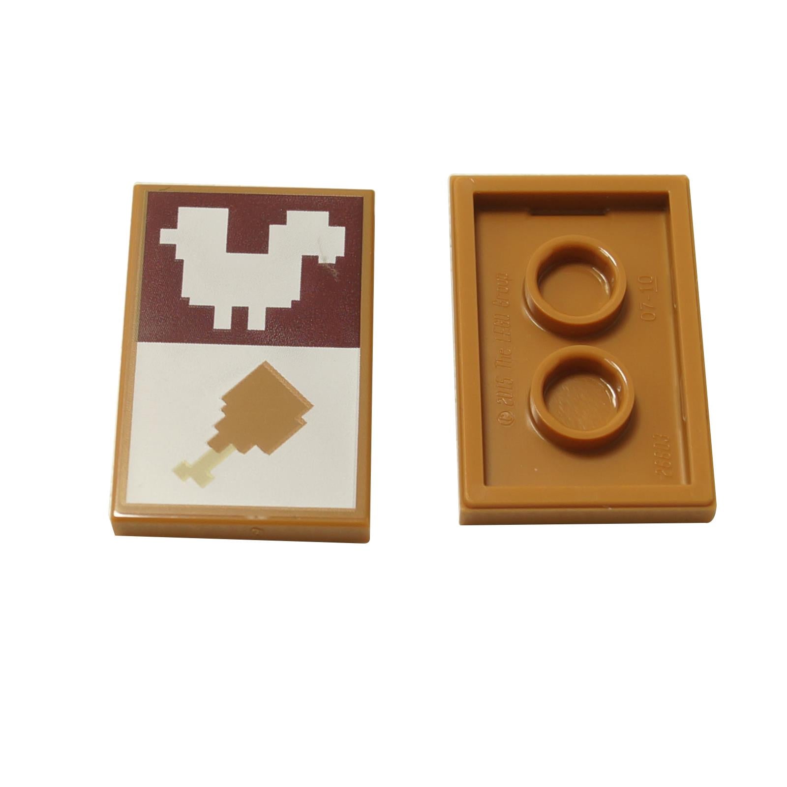 Minecraft 2x3 tile showing pixelated chicken and drumstick icons on red background, front and back view
