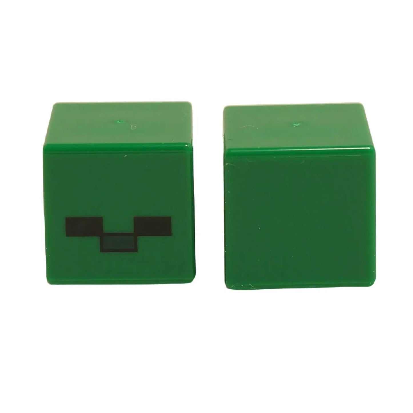 Minecraft zombie head with pixelated cube design and printed green facial features