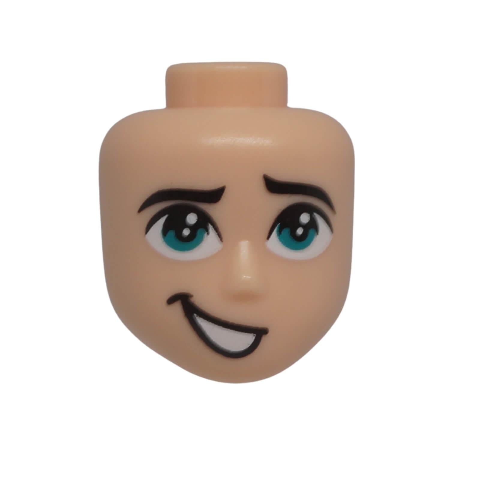 LEGO® Friends mini-doll head 47934 with dark turquoise eyes and crooked open mouth smile