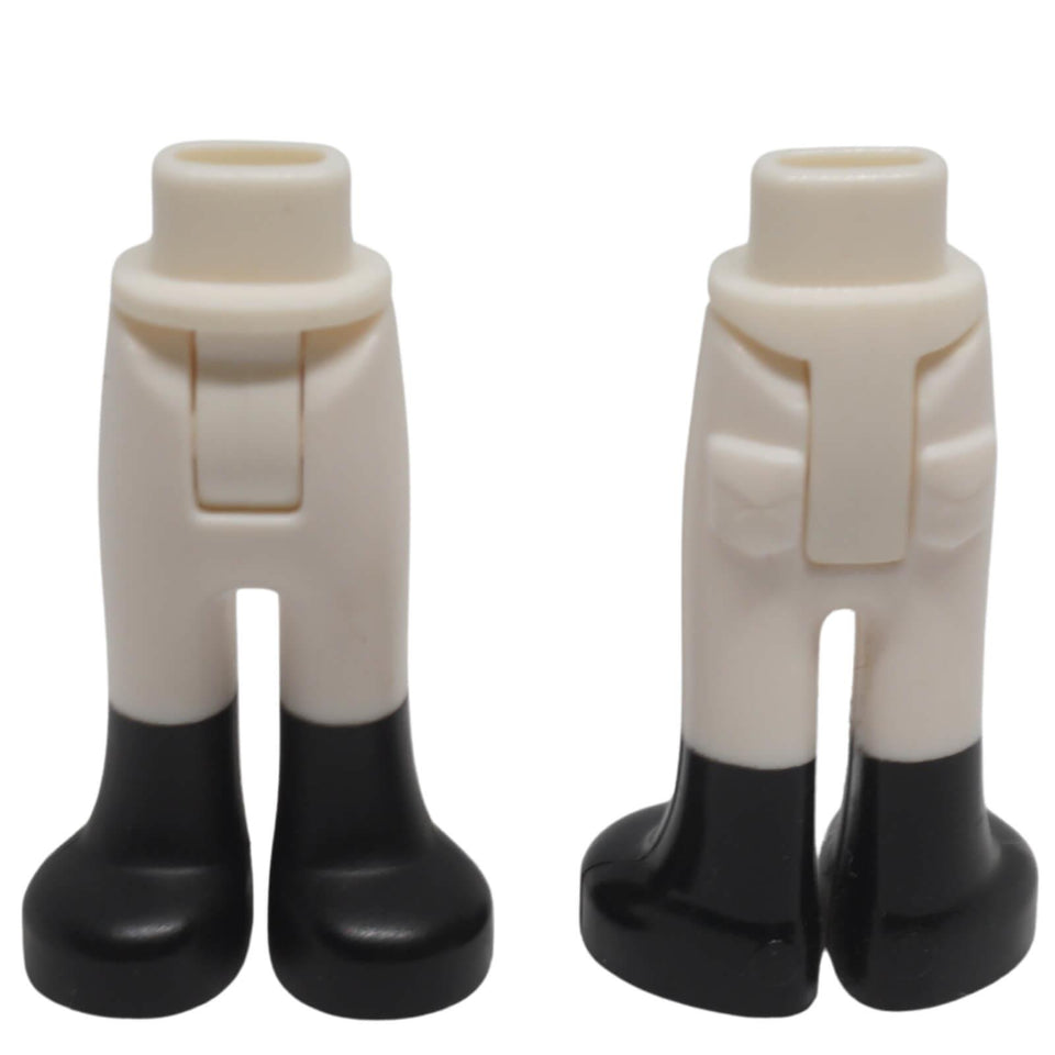 Front and back view of LEGO® mini-doll hips and white trousers with black boots pattern 92253c00pb02