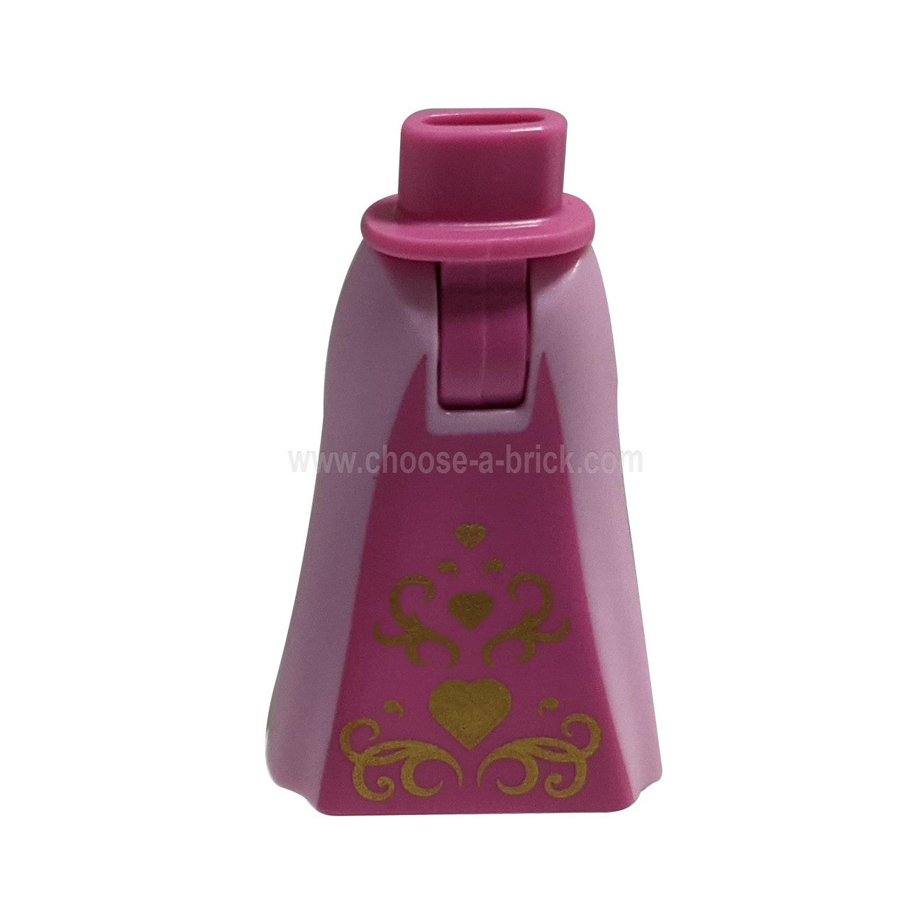 Tmavě Růžová Mini panenky boky a sukně plné délky s Tmavě Růžová středem a vzorem zlatých srdcí