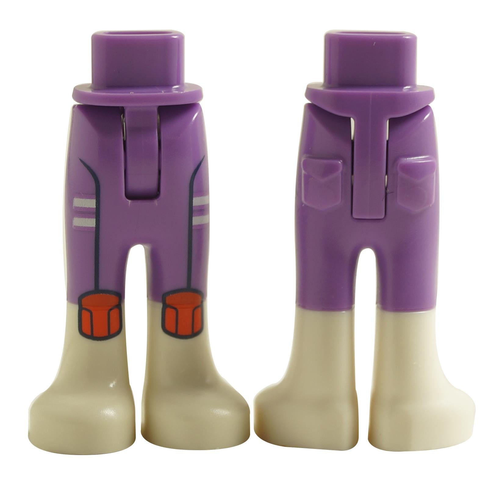 LEGO mini doll legs with lavender trousers, white boots, and back pockets, compatible with LEGO mini dolls.