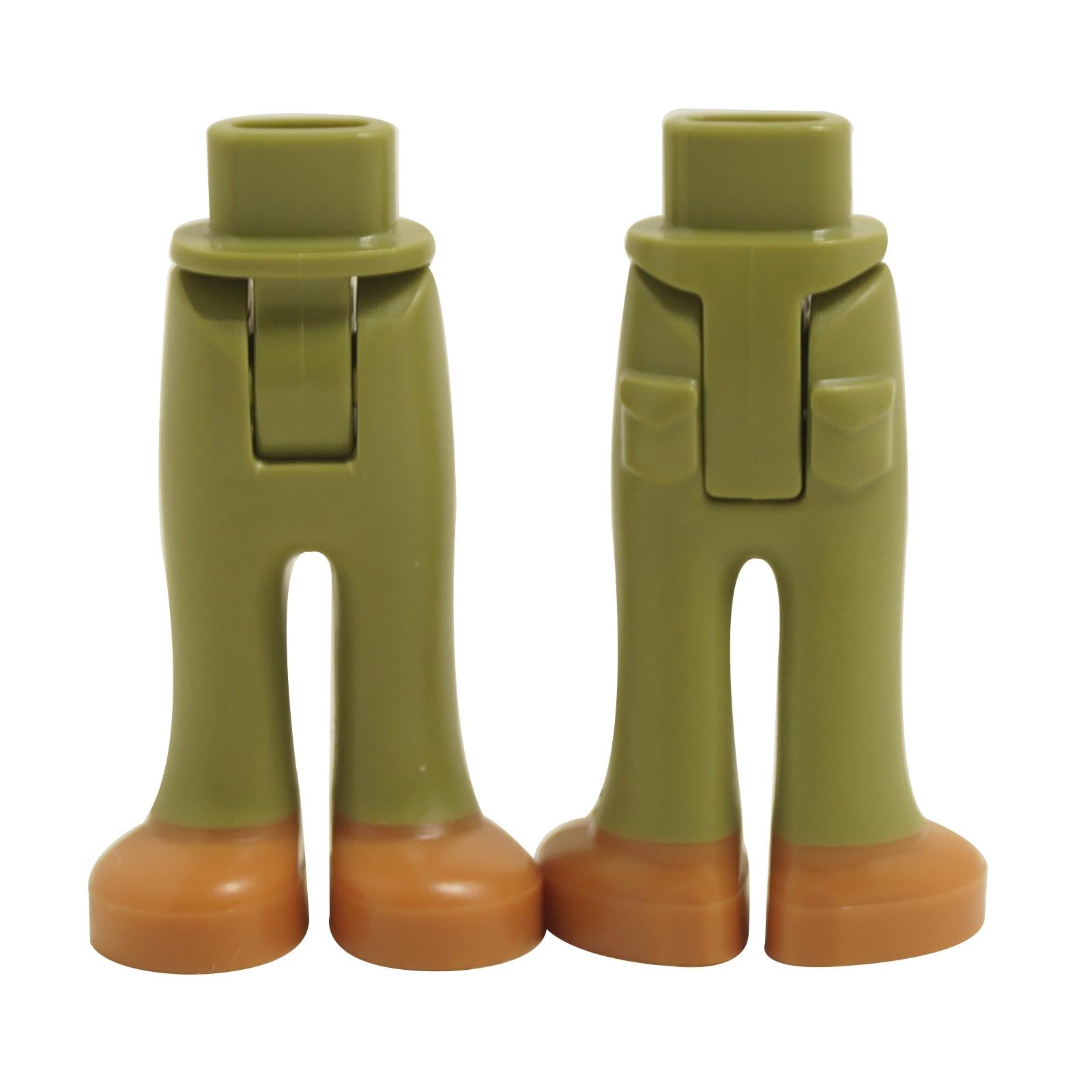 Mini doll legs with olive green pants and medium nougat shoes