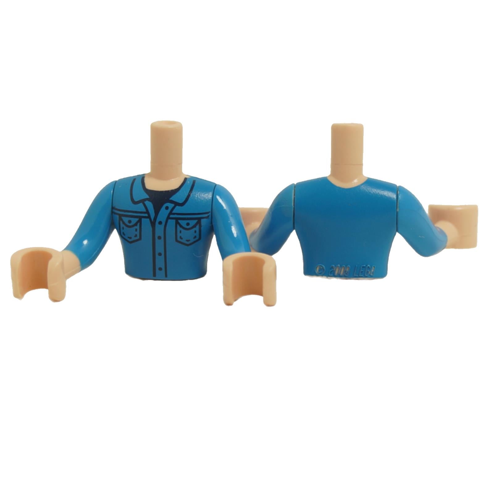 LEGO Mini Doll torso with a blue denim shirt with pockets and a black undershirt