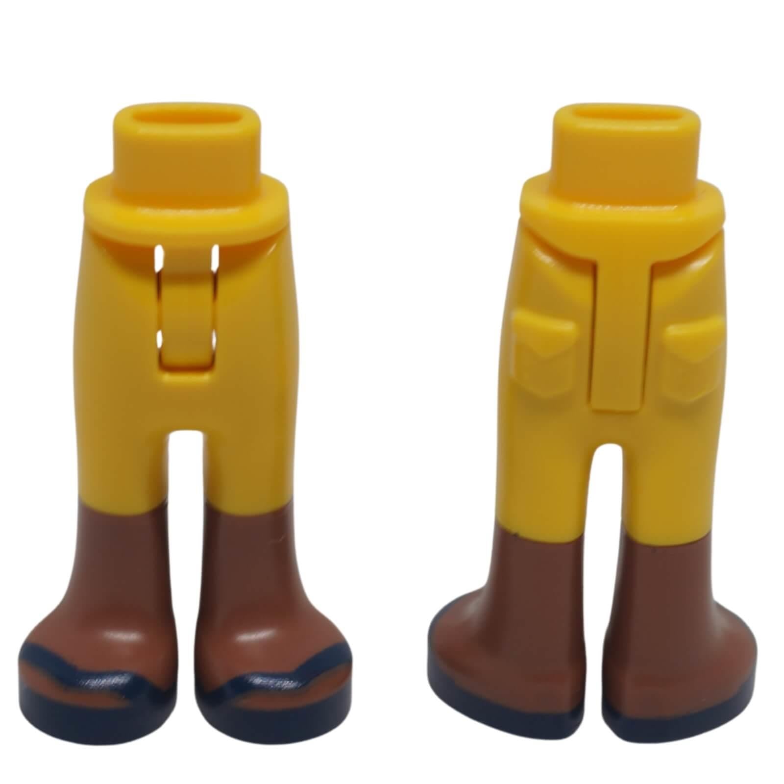 LEGO mini-doll hips and legs 67072c00pb015 with yellow trousers and medium brown boots