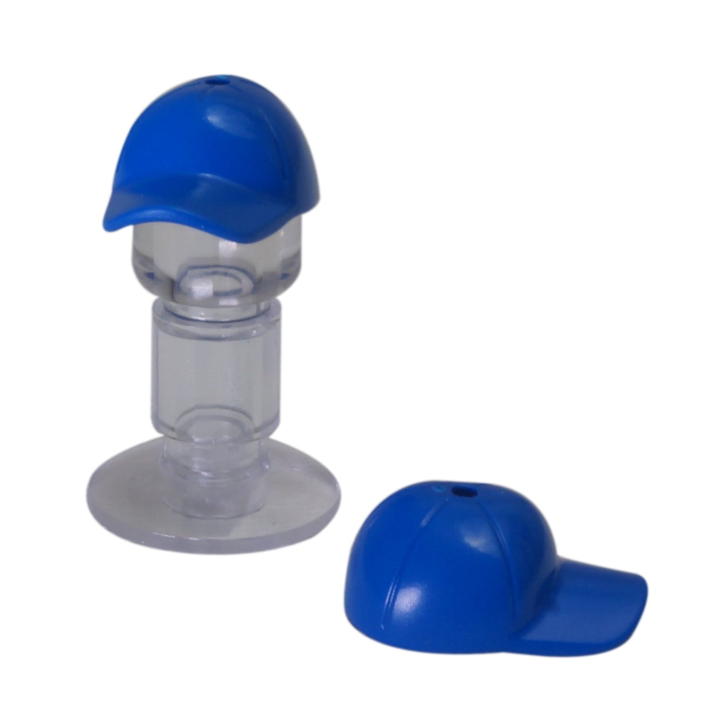 LEGO® minifigure cap with short curved bill, seams and top hole 11303 in blue
