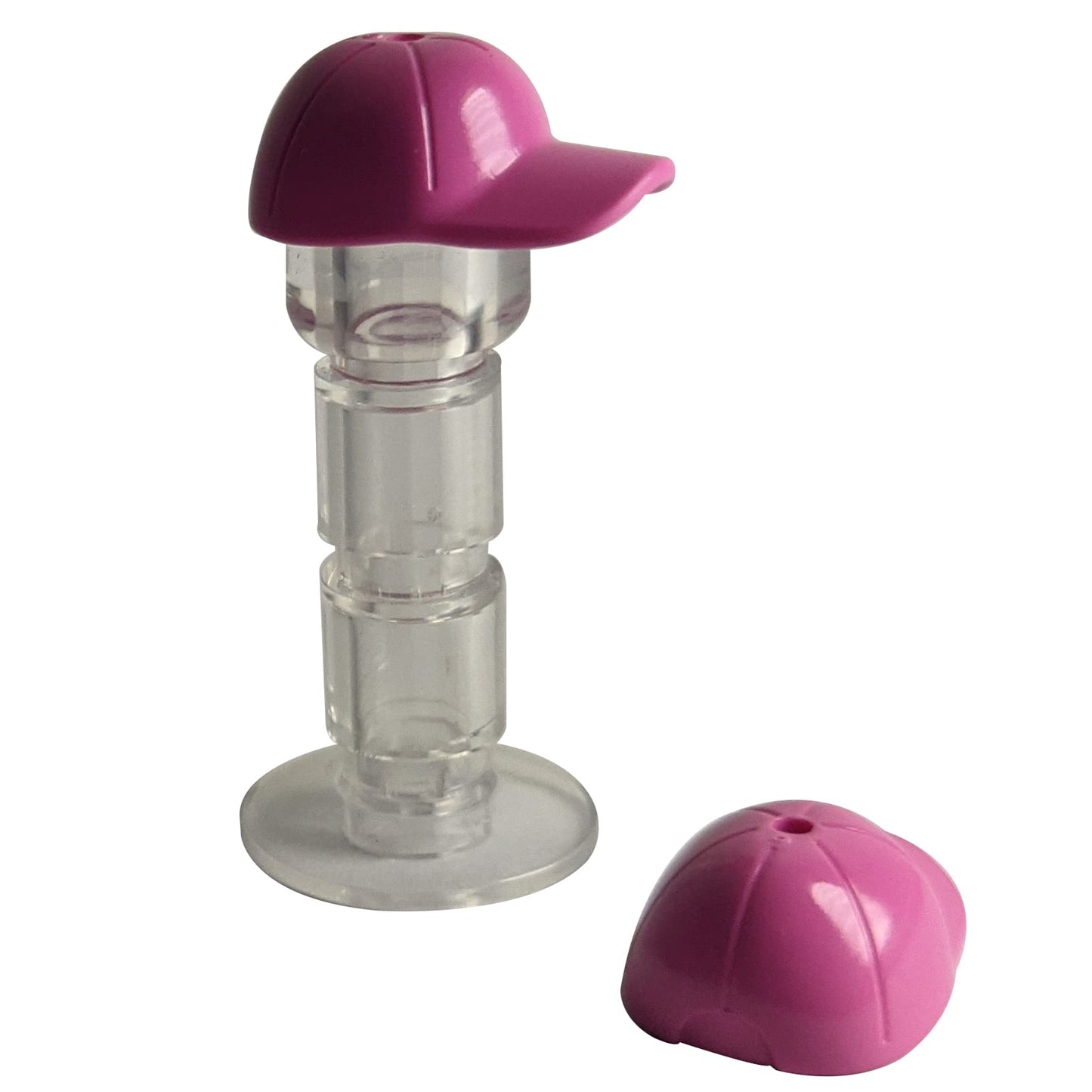 LEGO® minifigure cap with short curved bill, seams and top hole 11303 in dark pink
