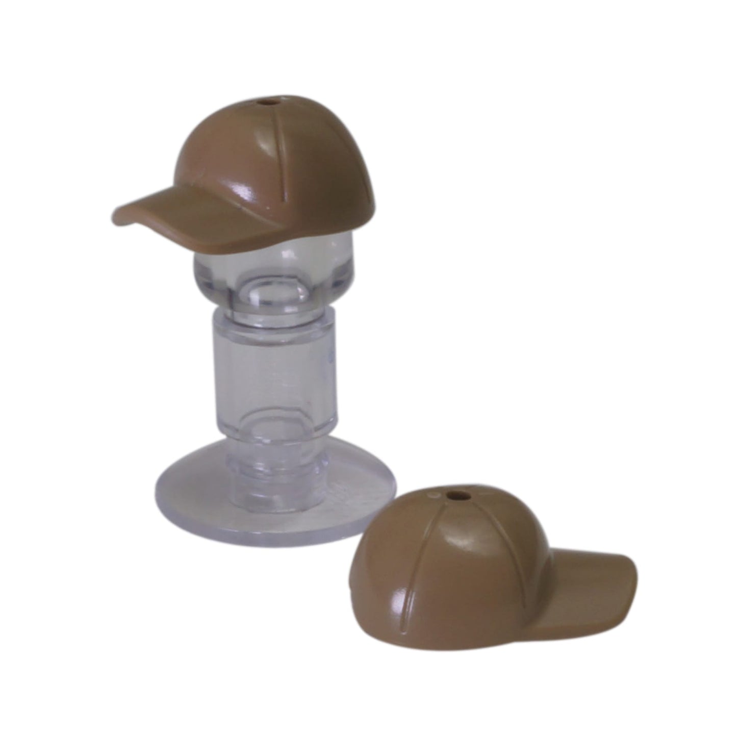 LEGO® minifigure cap with short curved bill, seams and top hole 11303 in dark tan
