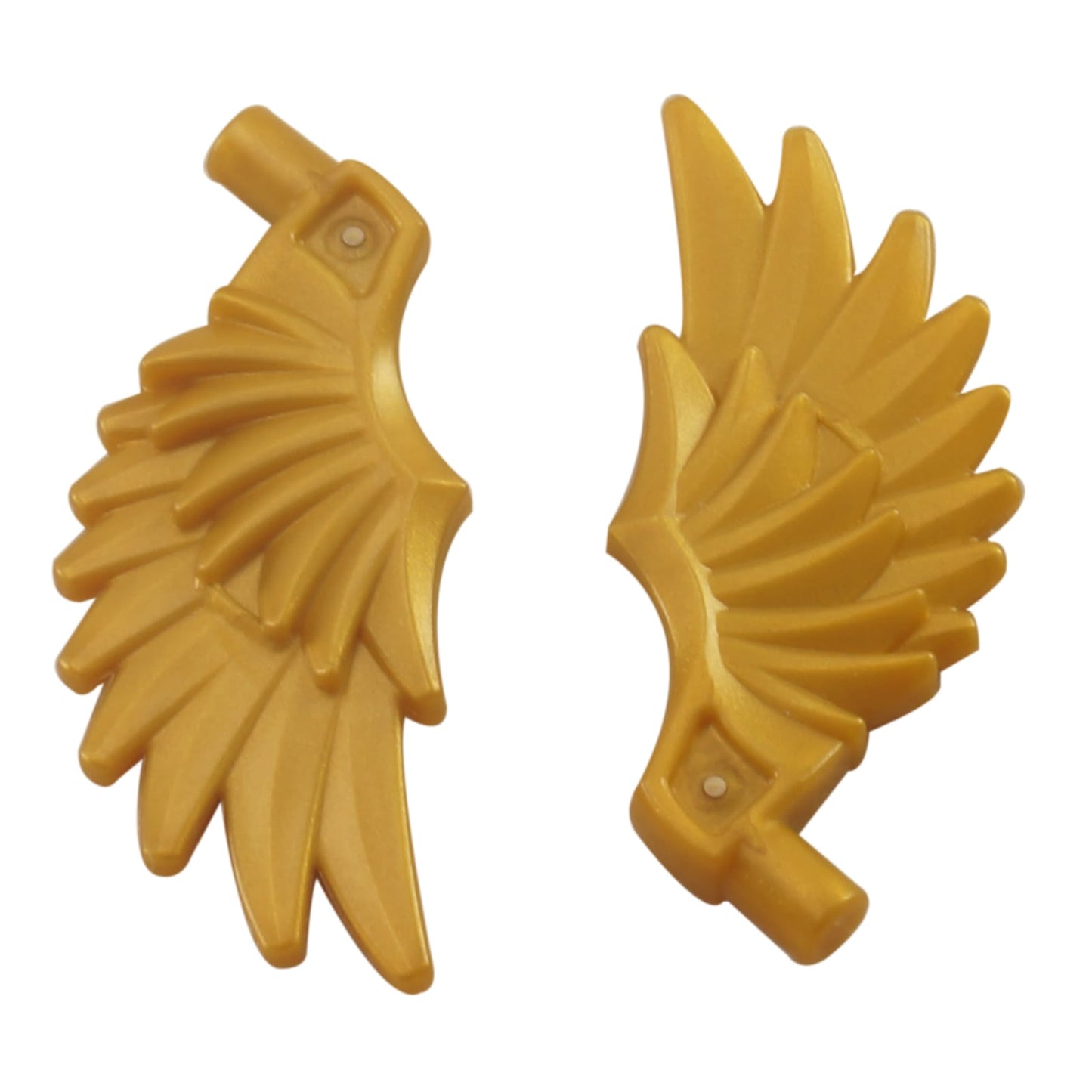 LEGO® minifigure feathered wing 11100 in pearl gold, ideal for angelic or decorative figures
