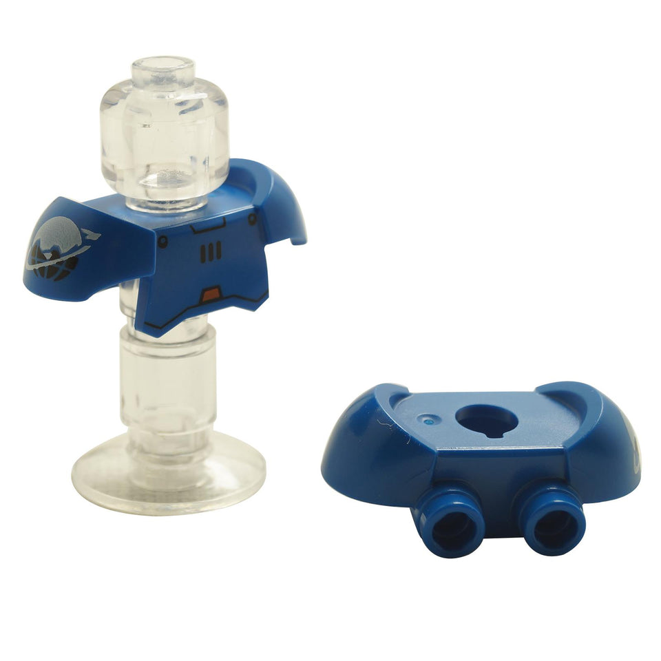 Blue minifigure armor breastplate with white Ice Planet logo printed on the front