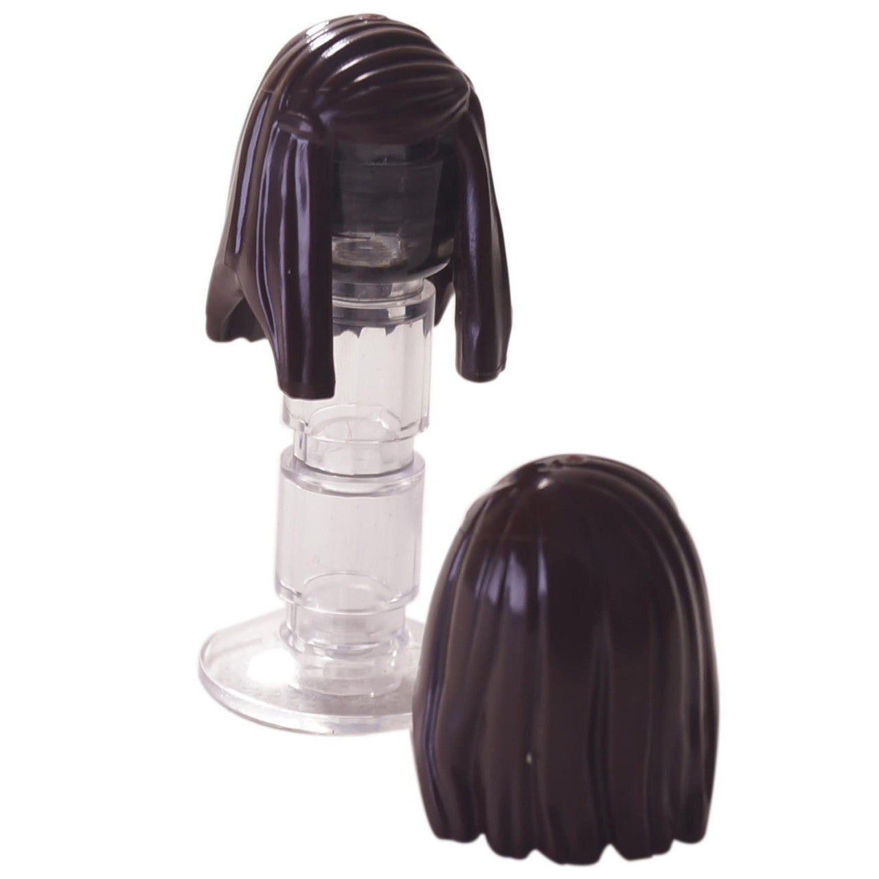 LEGO® female long straight hair piece with left side part in dark brown