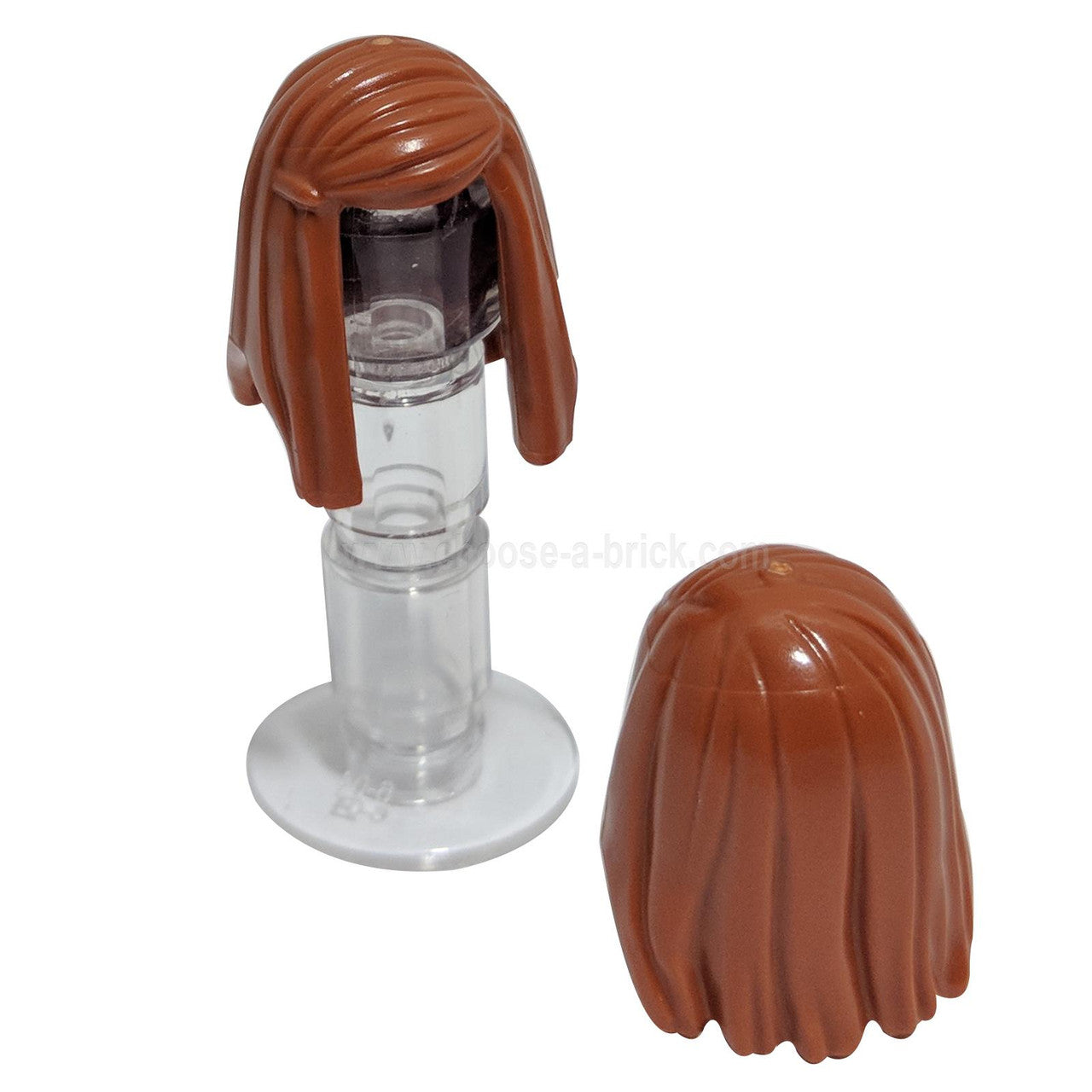LEGO® female long straight hair piece with left side part in dark orange