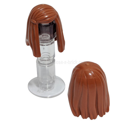 LEGO® female long straight hair piece with left side part in dark orange