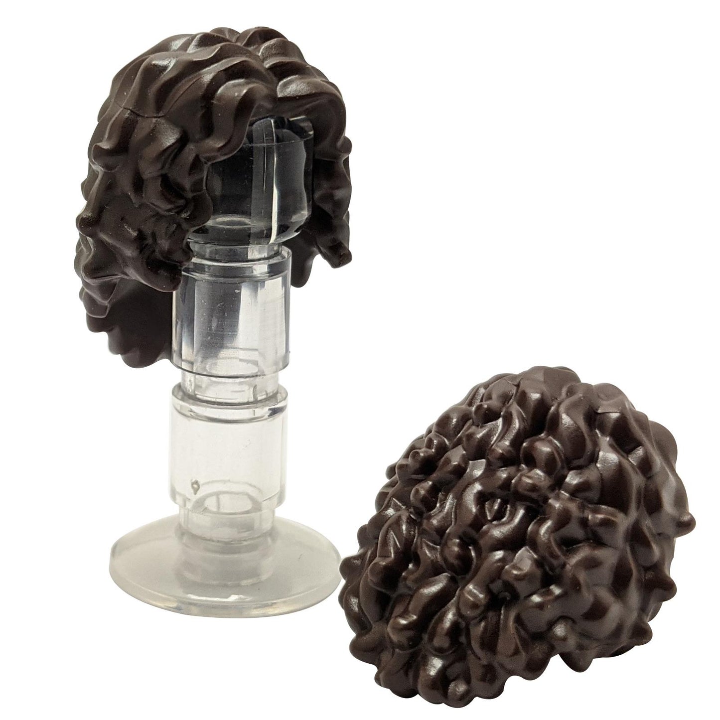 LEGO minifigure female long tousled hair with center part flowing hairstyle part 20595 dark brown
