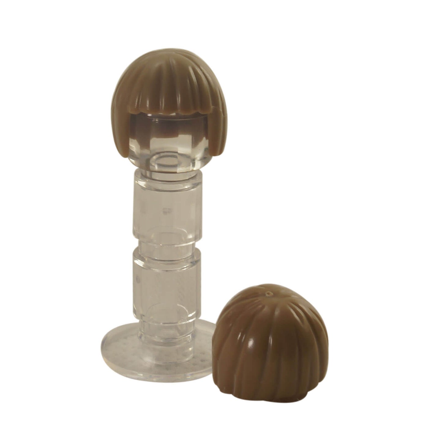 minifigure short bob cut hair dark tan hairstyle piece
