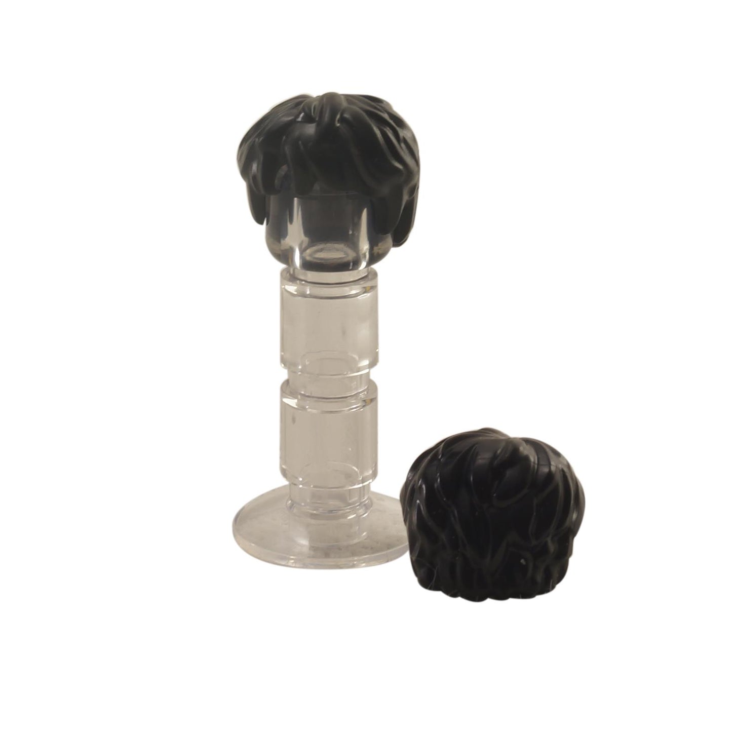 LEGO minifigure thick messy hair piece with tousled texture in black part 36762