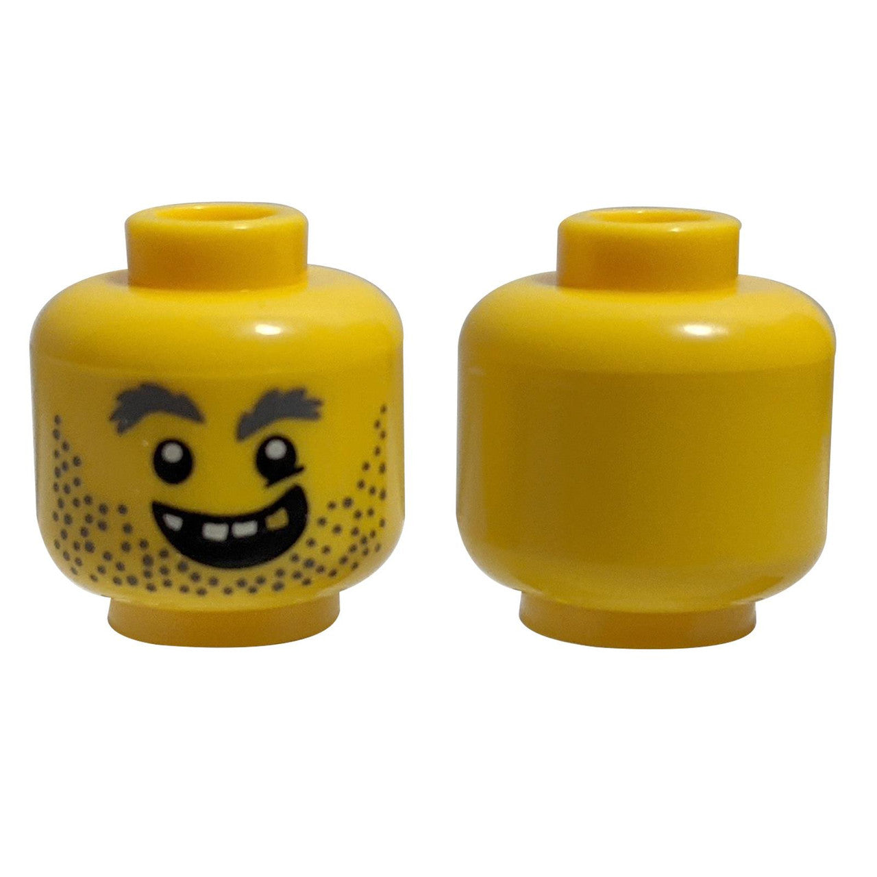 Minifigura, Barba de cabezón, cejas grises y pobladas, sonrisa abierta, patrón de diente de oro - Stud hueco