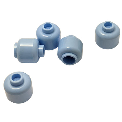 Plain bright light blue minifigure head with smooth cylindrical shape, stud on top and hollow underside