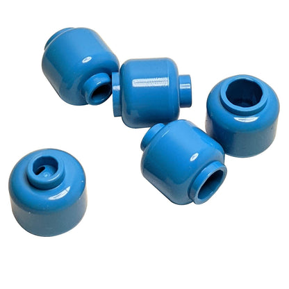 Plain dark azure minifigure head with smooth cylindrical shape, stud on top and hollow underside