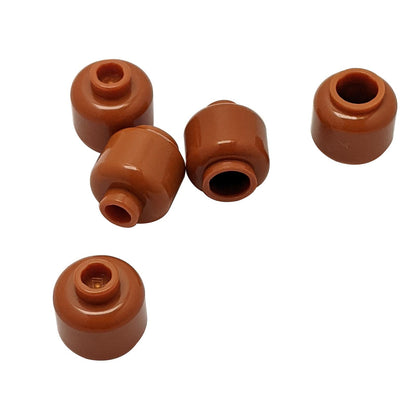 Plain dark orange minifigure head with smooth cylindrical shape, stud on top and hollow underside
