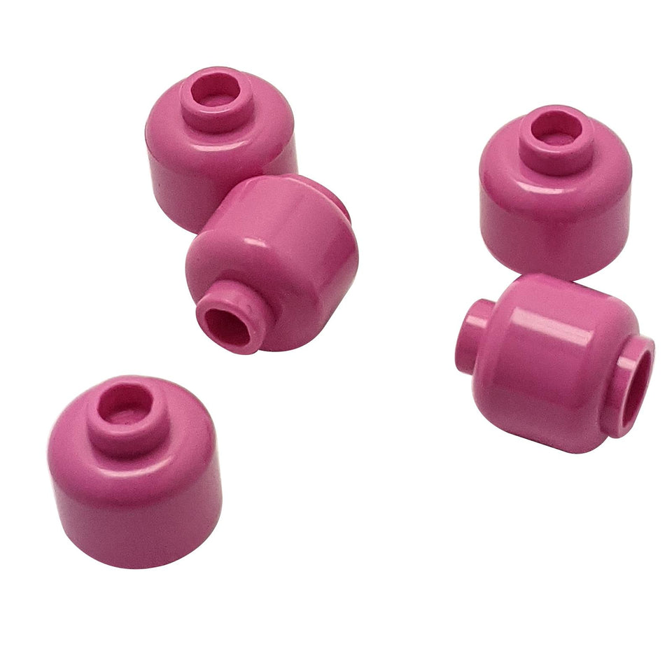 Plain dark pink minifigure head with standard stud top and hollow underside